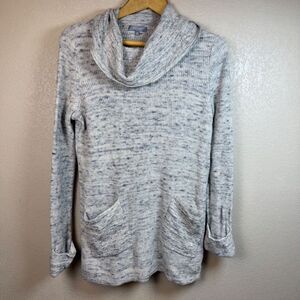 Habitat Cowl Neck Sweater XS Cotton Gray Marled Lagenlook Costal